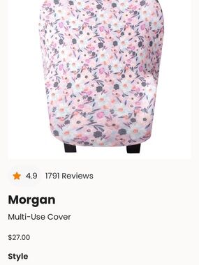 Copper Pearl Multi-Use Car Seat Cover- Morgan print